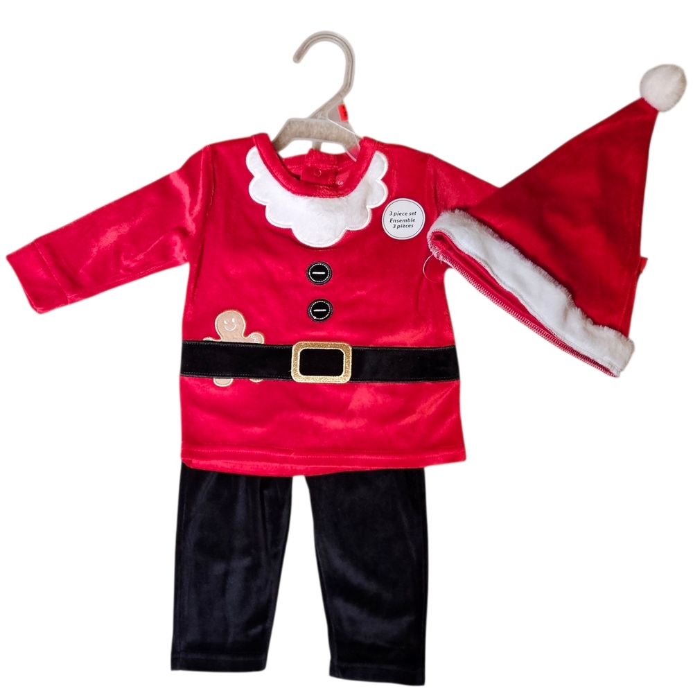 6-12 Month Baby George Festive Santa Costume Set - Red and Black